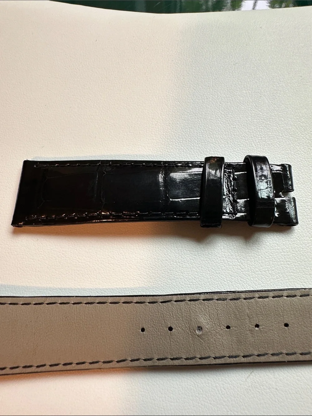 Patek Philippe Glossy Black Crocodile-Style Leather Watch Strap